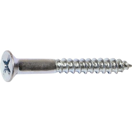 Wood Screw, #10, 1-1/2 In, Zinc Plated Steel Flat Head Phillips Drive